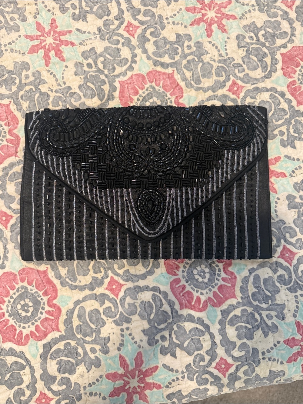 Lulus Constantinople Black Beaded Clutch